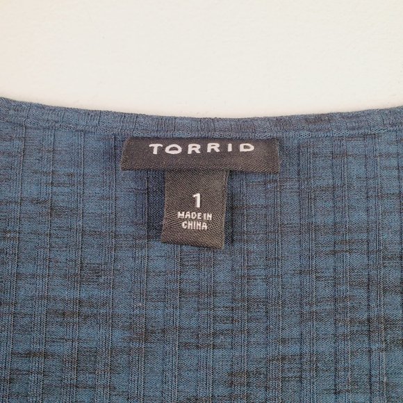 Torrid Teal Ribbed Knit Faux Wrap Dress Sz 1 (14/16) - Picture 8 of 10